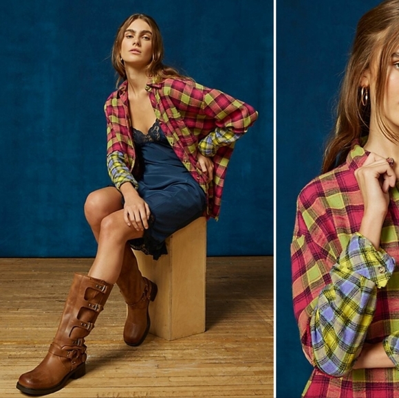 NWOT BDG Urban Outfitters One Way Or Another Plaid Flannel Shirt Size Small - Picture 4 of 15